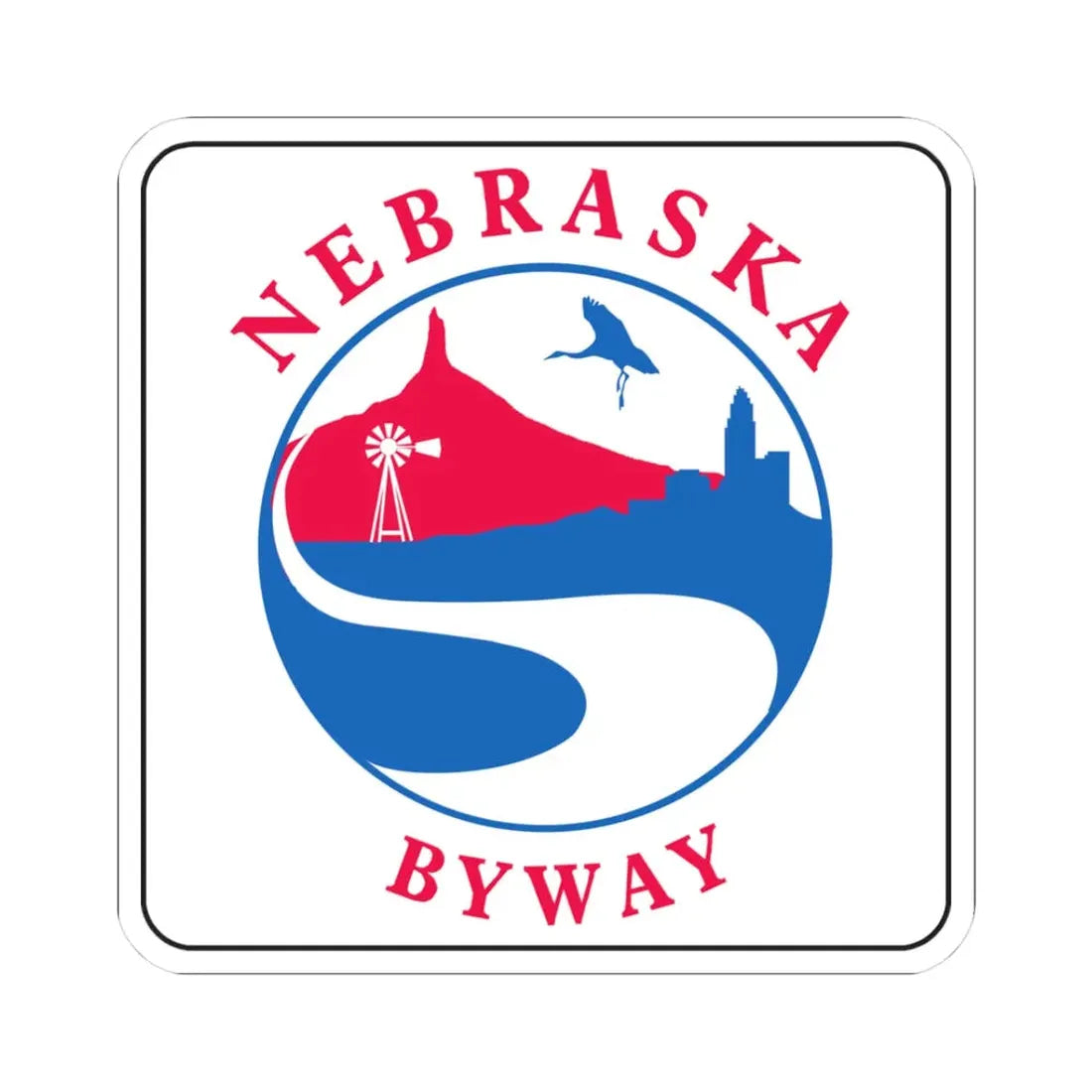 Nebraska Byway Sign M1-11 (Nebraska) (Road Sign) STICKER Vinyl Kiss-Cut Decal 3 Inch White - The Sticker Space