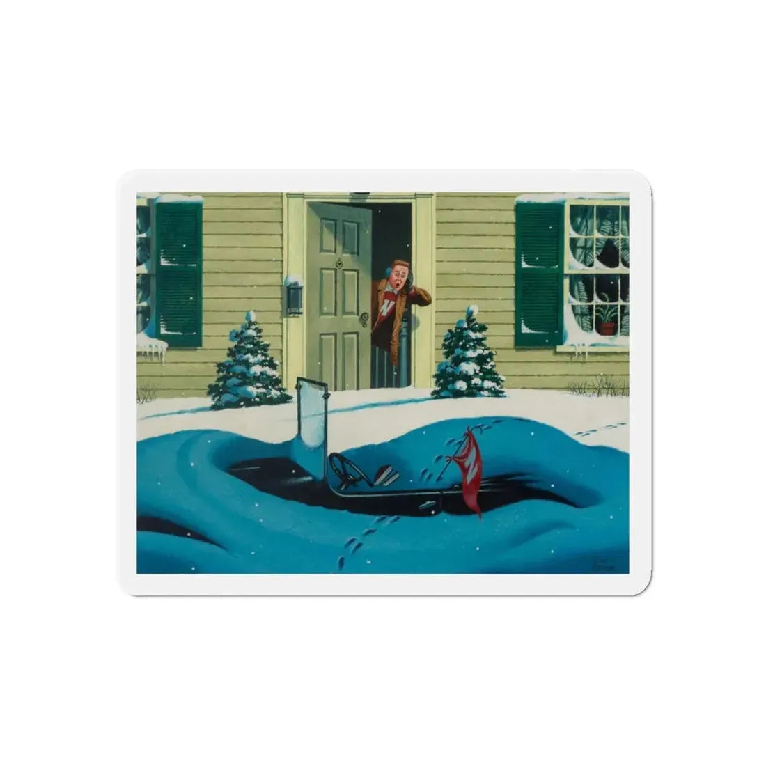 Nebraska Football (Magazine Illustration) Refrigerator Magnet 6 Inch - The Sticker Space