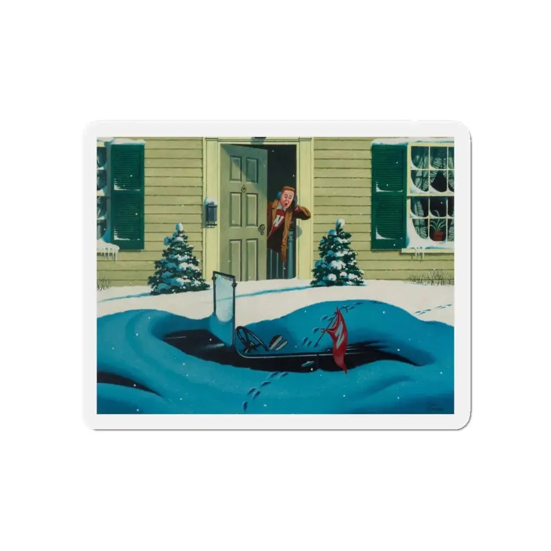 Nebraska Football (Magazine Illustration) Refrigerator Magnet - The Sticker Space