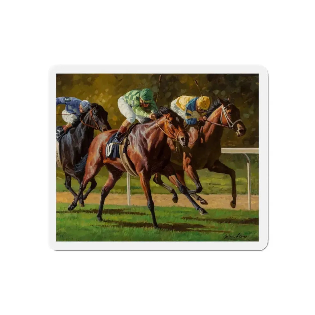 Neck and Neck (Magazine Illustration) Refrigerator Magnet 6 Inch - The Sticker Space