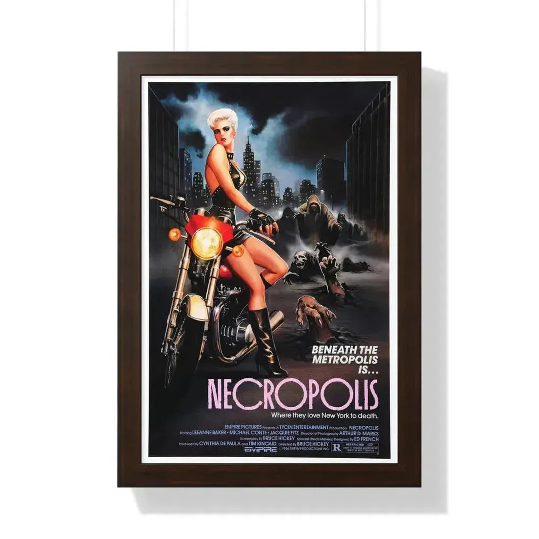 NECROPOLIS 1986 - Framed Movie Poster 16″ x 24″ Walnut - The Sticker Space