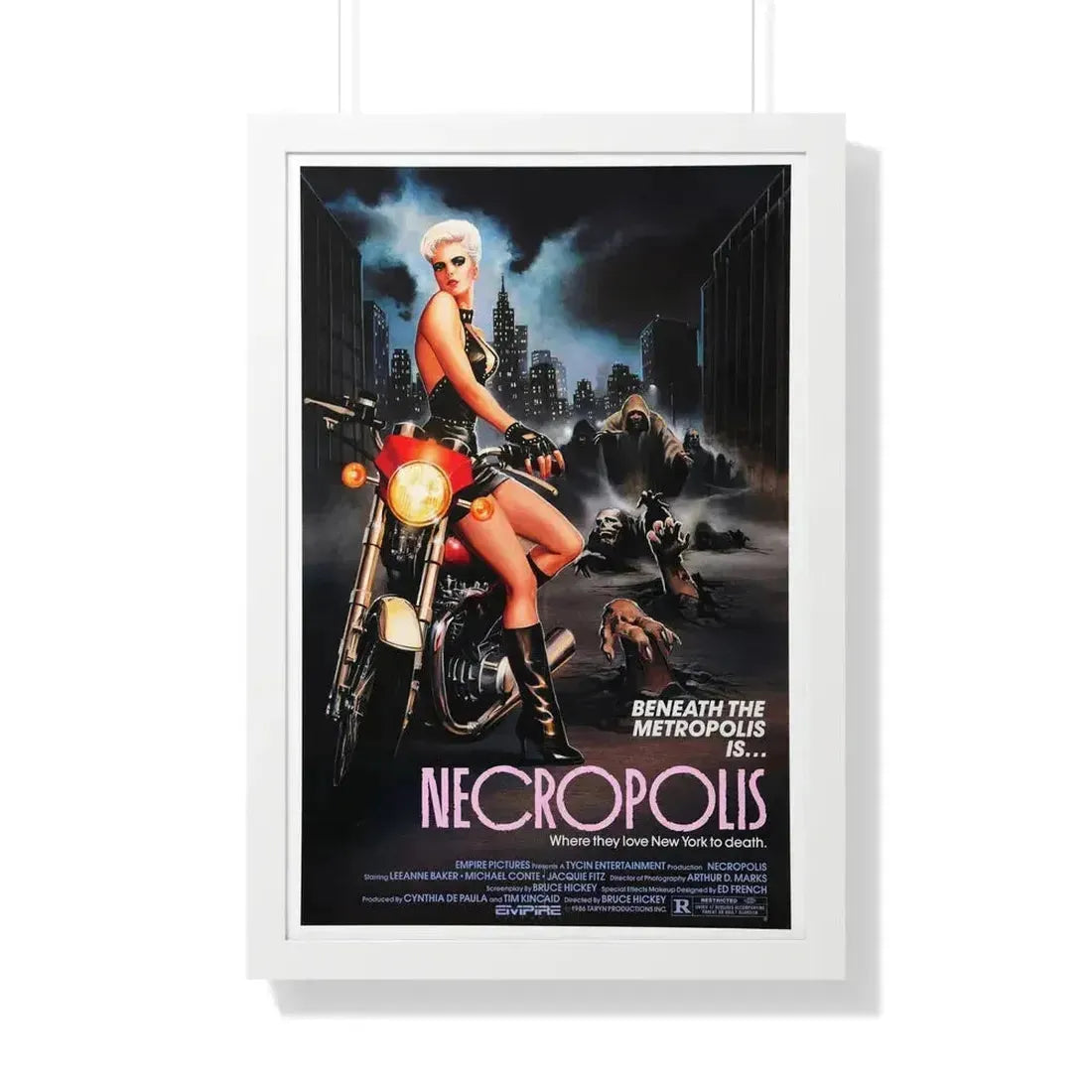 NECROPOLIS 1986 - Framed Movie Poster 20" x 30" White - The Sticker Space