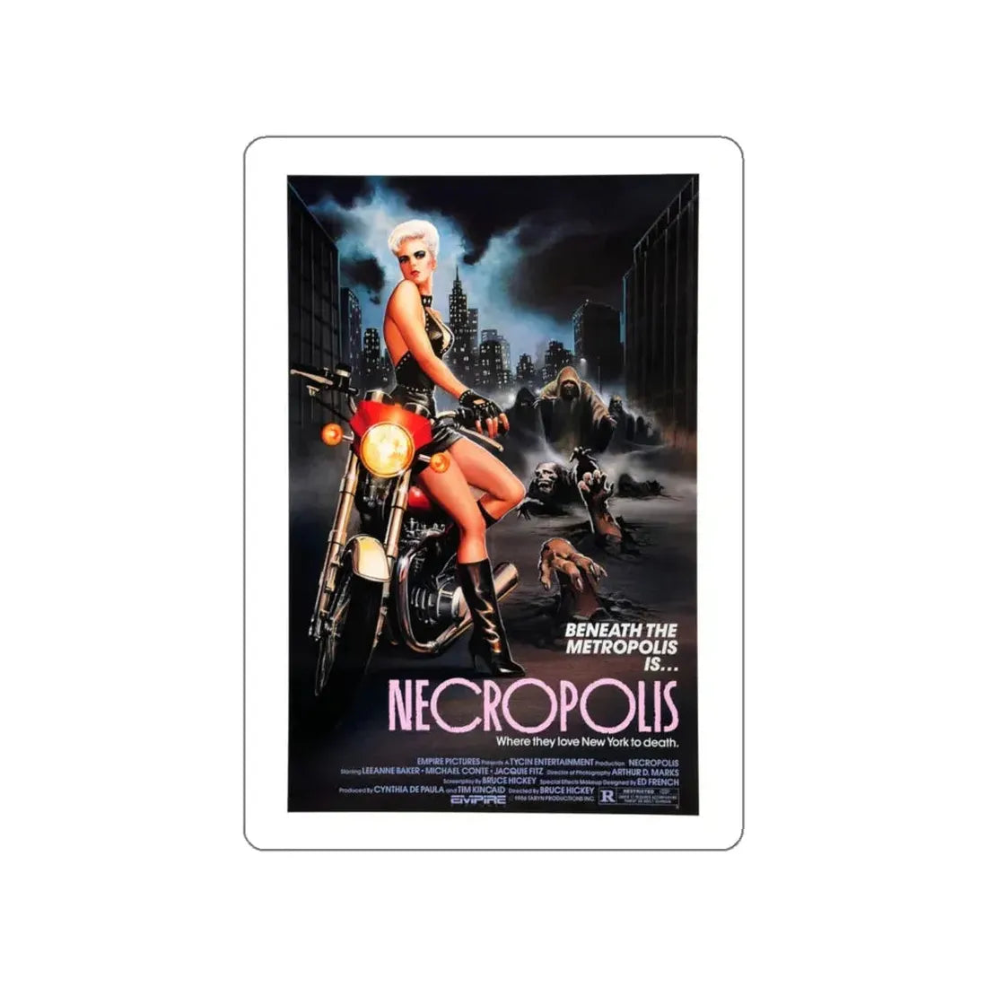 NECROPOLIS 1986 Movie Poster STICKER Vinyl Die-Cut Decal 4 Inch - The Sticker Space