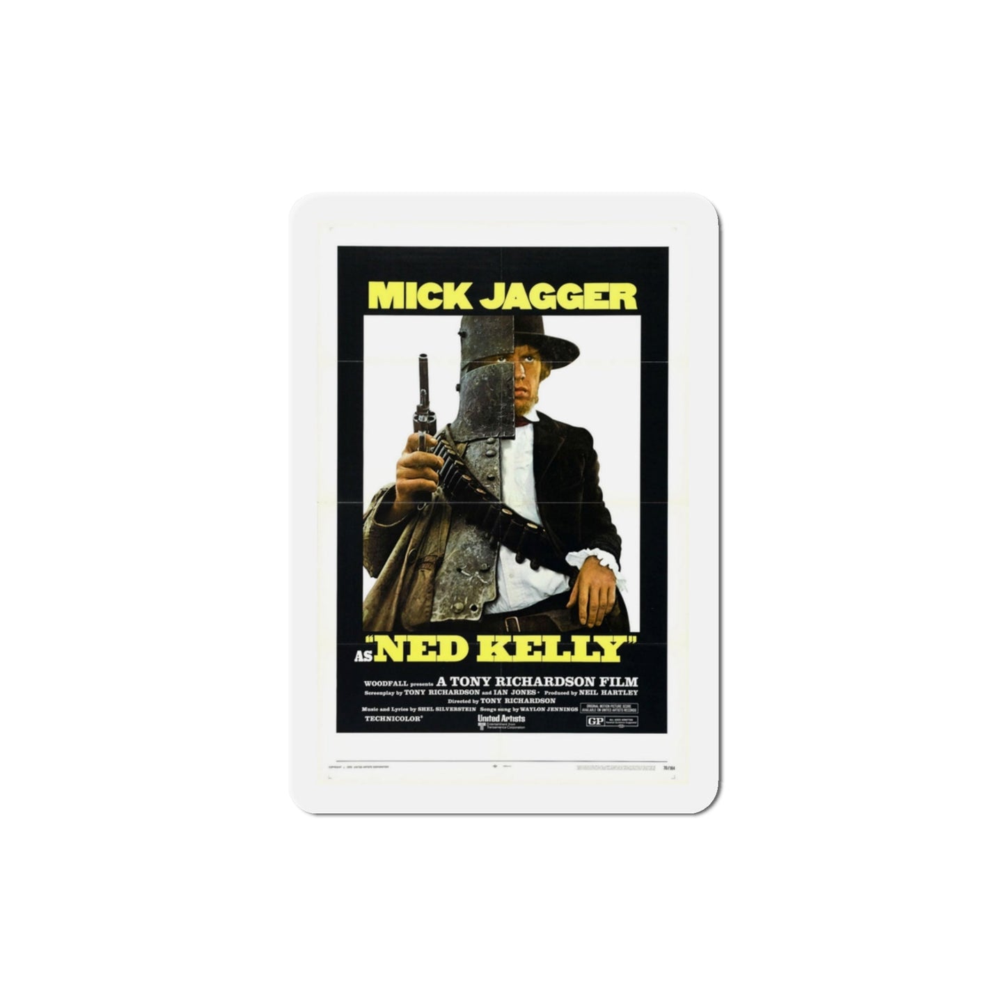 Ned Kelly 1970 Movie Poster Die-Cut Magnet-3 Inch-The Sticker Space