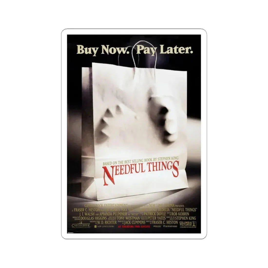 NEEDFUL THINGS 1993 Movie Poster - STICKER Vinyl Kiss-Cut Decal 3 Inch White - The Sticker Space