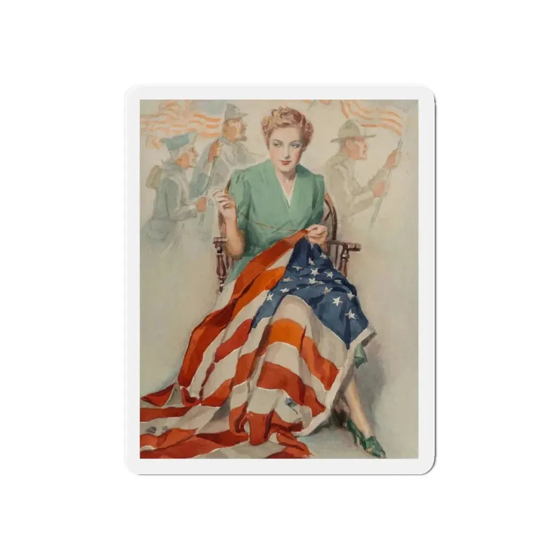 Needlework, poster illustration (1), circa 1940 (Magazine Illustration) Refrigerator Magnet - The Sticker Space