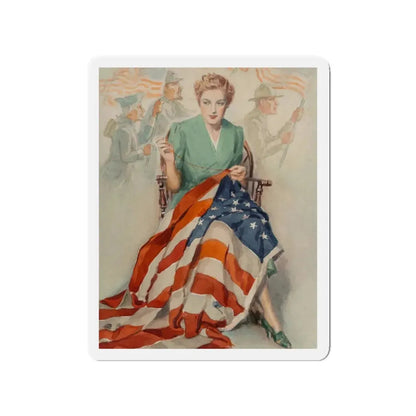 Needlework, poster illustration (1), circa 1940 (Magazine Illustration) Refrigerator Magnet - The Sticker Space