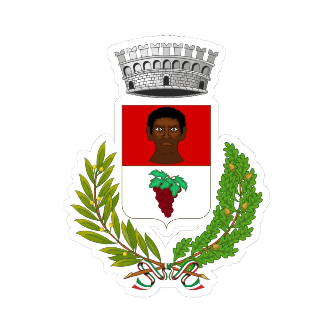 Negrar di Valpolicella-Stemma (Italy) (Coat of Arms) STICKER Vinyl Kiss-Cut Decal 3 Inch White - The Sticker Space