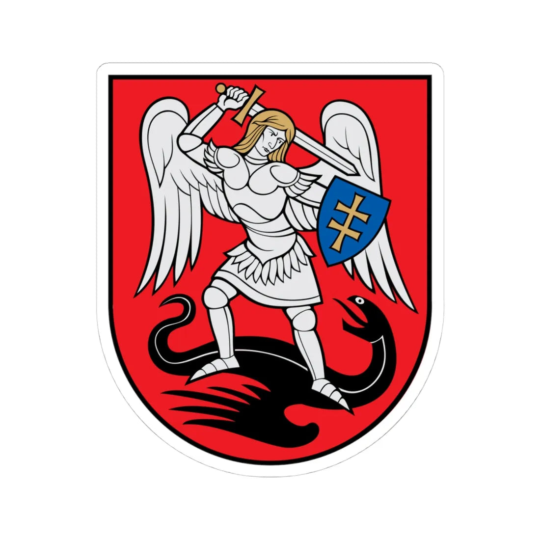 Nemenčinė COA (Lithuania) (Coat of Arms) STICKER Vinyl Kiss-Cut Decal 4 Inch White - The Sticker Space