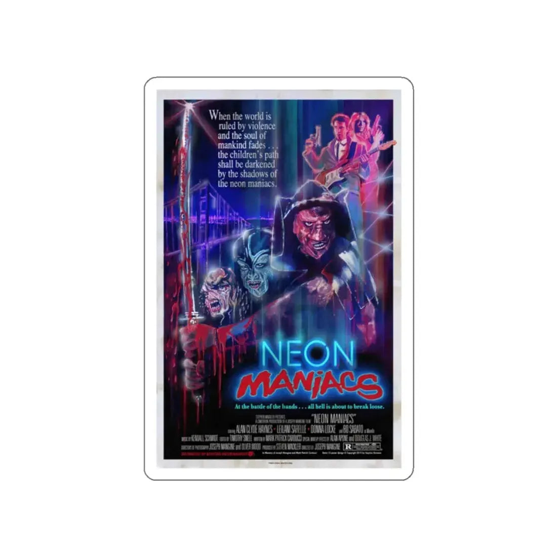 NEON MANIACS (3) 1986 Movie Poster STICKER Vinyl Die-Cut Decal - The Sticker Space