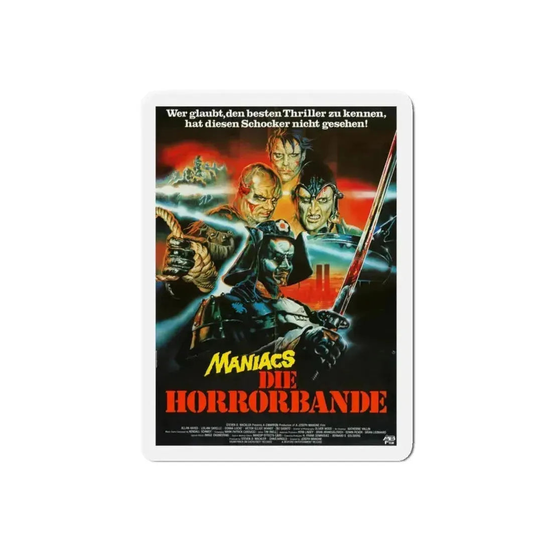 NEON MANIACS (GERMAN) 1986 Movie Poster - Refrigerator Magnet 6 Inch Die-Cut - The Sticker Space