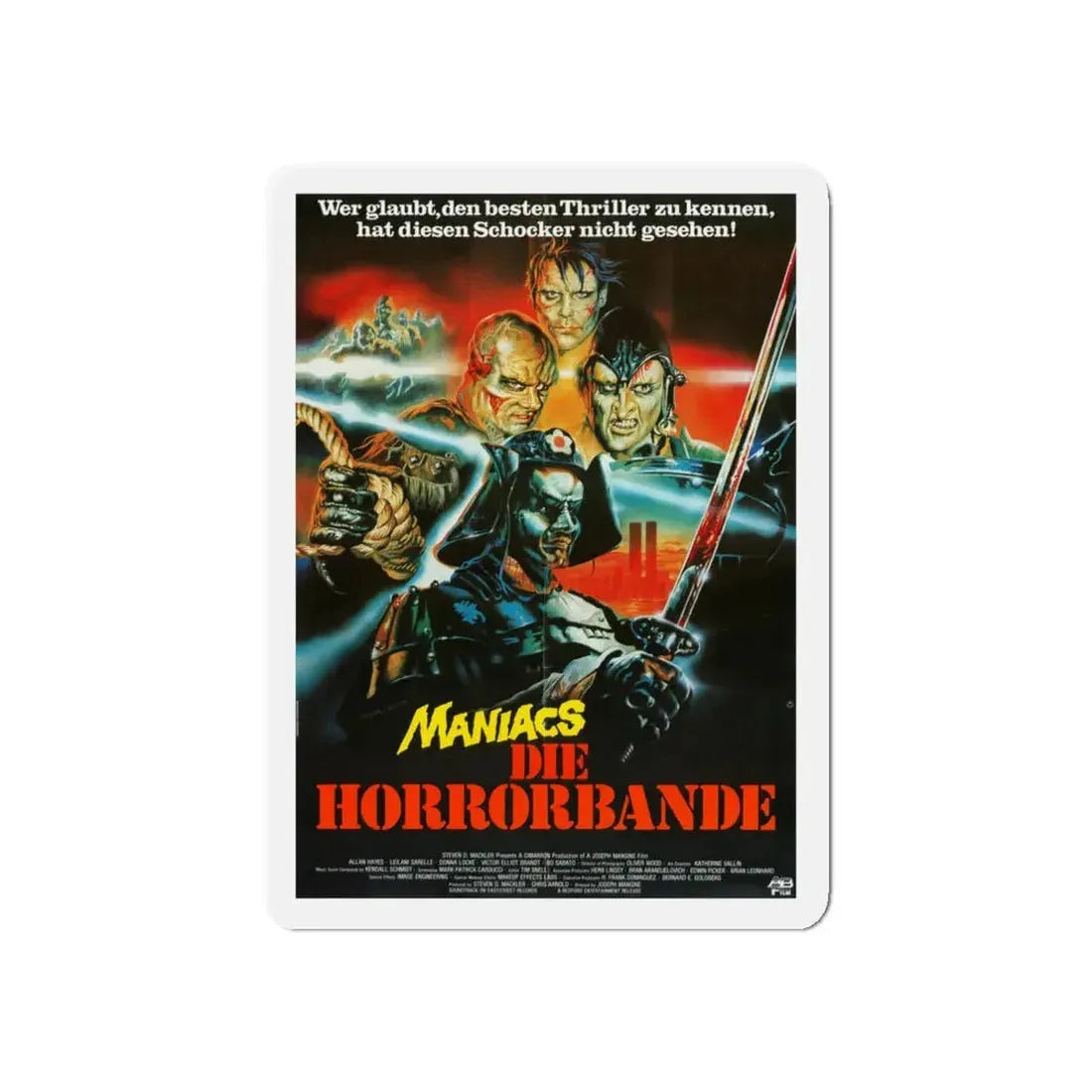 NEON MANIACS (GERMAN) 1986 Movie Poster - Refrigerator Magnet - The Sticker Space