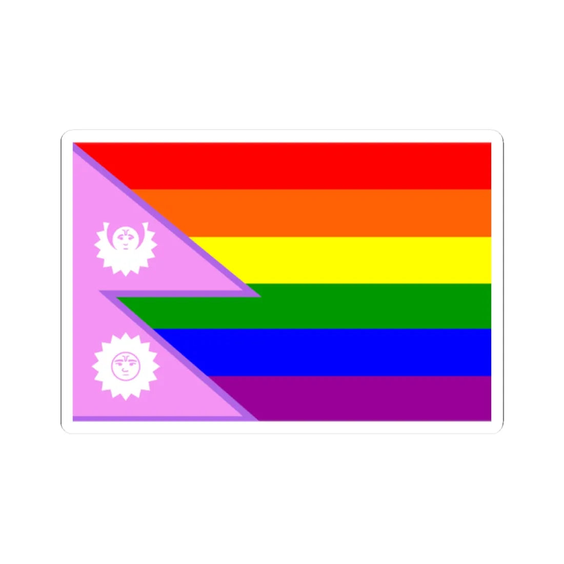 Nepal Bisexual Rainbow Flag 1930-1962 (Nepal) STICKER Vinyl Kiss-Cut Decal 2 Inch White - The Sticker Space