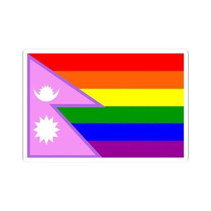 Nepal Bisexual Rainbow Flag (Nepal) STICKER Vinyl Kiss-Cut Decal 2 Inch White - The Sticker Space