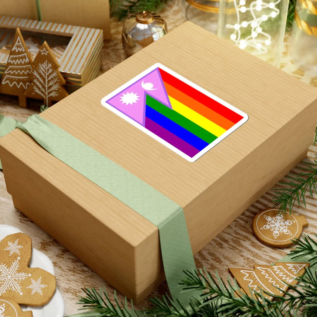 Nepal Bisexual Rainbow Flag (Nepal) STICKER Vinyl Kiss-Cut Decal - The Sticker Space