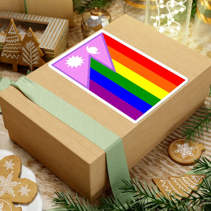 Nepal Bisexual Rainbow Flag (Nepal) STICKER Vinyl Kiss-Cut Decal - The Sticker Space