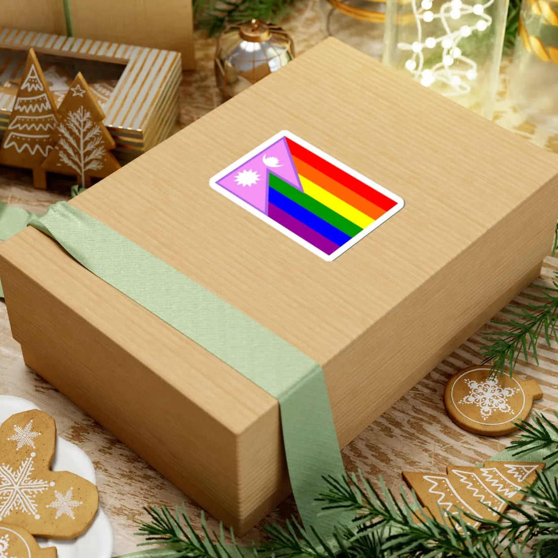 Nepal Bisexual Rainbow Flag (Nepal) STICKER Vinyl Kiss-Cut Decal - The Sticker Space