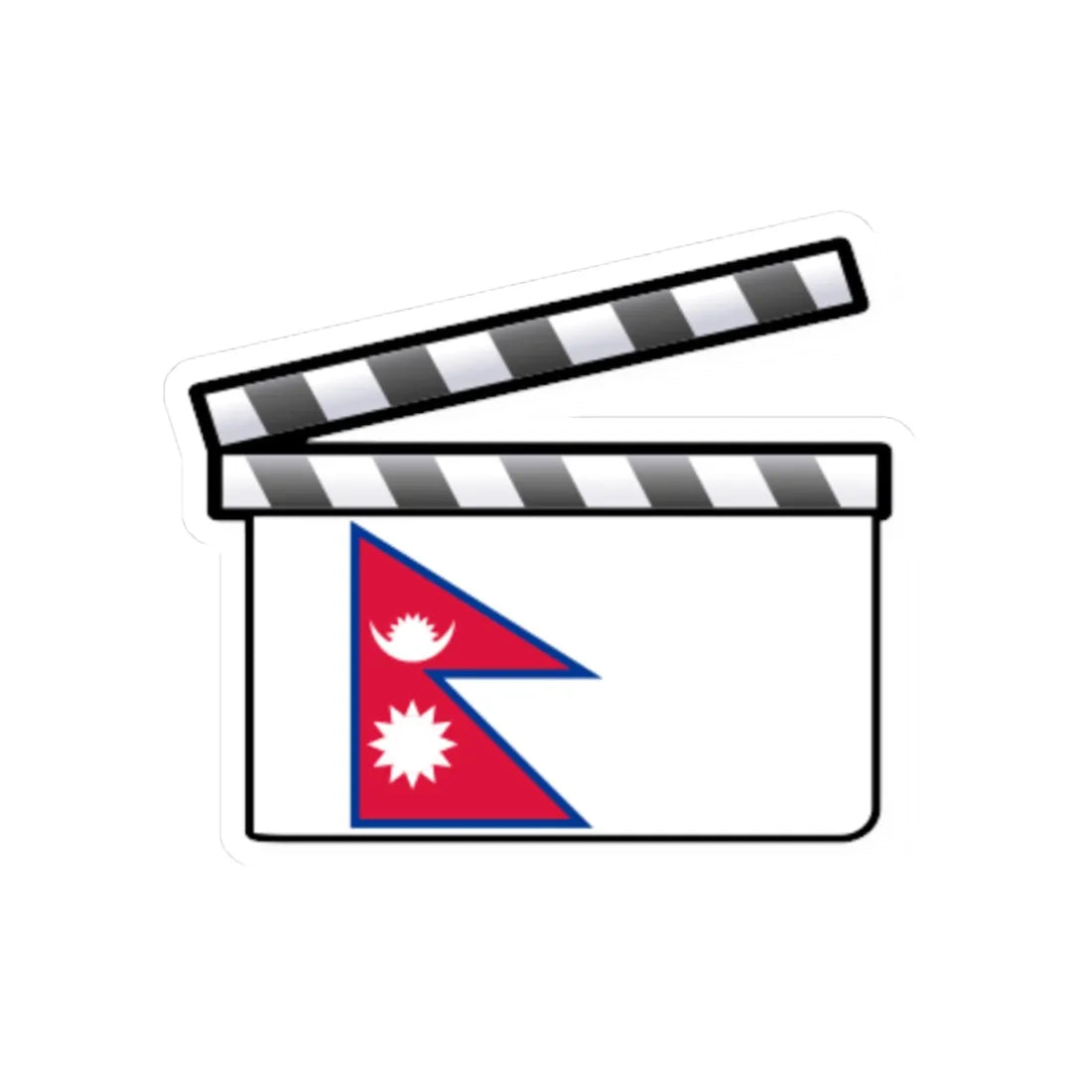 Nepal film clapperboard (Nepal) STICKER Vinyl Kiss-Cut Decal 3 Inch White - The Sticker Space