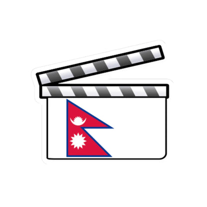 Nepal film clapperboard (Nepal) STICKER Vinyl Kiss-Cut Decal 6 Inch White - The Sticker Space