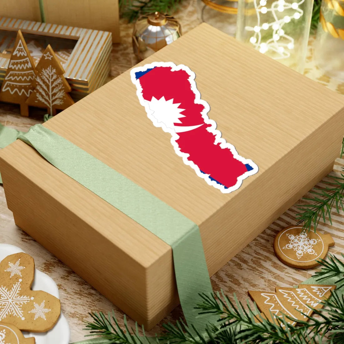 Nepal-Flagmap (Nepal) STICKER Vinyl Kiss-Cut Decal - The Sticker Space