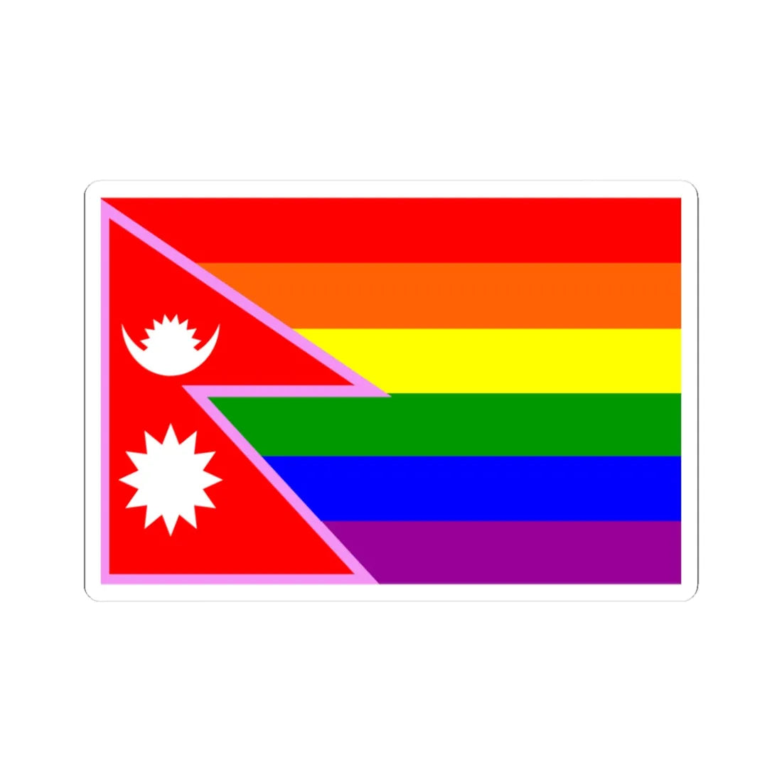 Nepal Gay Pride Rainbow Flag (Nepal) STICKER Vinyl Kiss-Cut Decal 3 Inch White - The Sticker Space