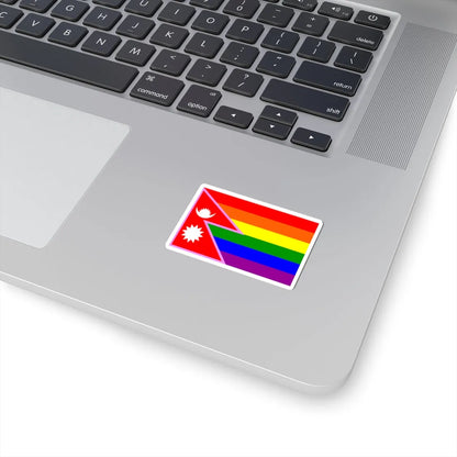 Nepal Gay Pride Rainbow Flag (Nepal) STICKER Vinyl Kiss-Cut Decal - The Sticker Space