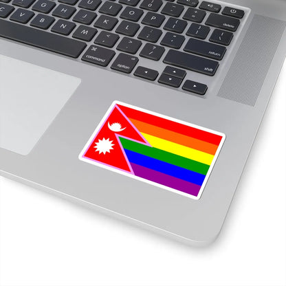 Nepal Gay Pride Rainbow Flag (Nepal) STICKER Vinyl Kiss-Cut Decal - The Sticker Space