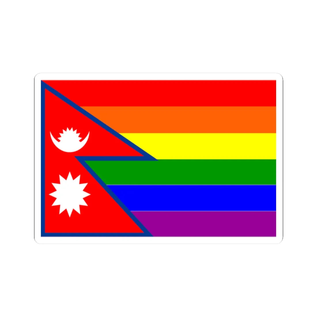 Nepal Rainbow Flag (Nepal) STICKER Vinyl Kiss-Cut Decal 2 Inch White - The Sticker Space