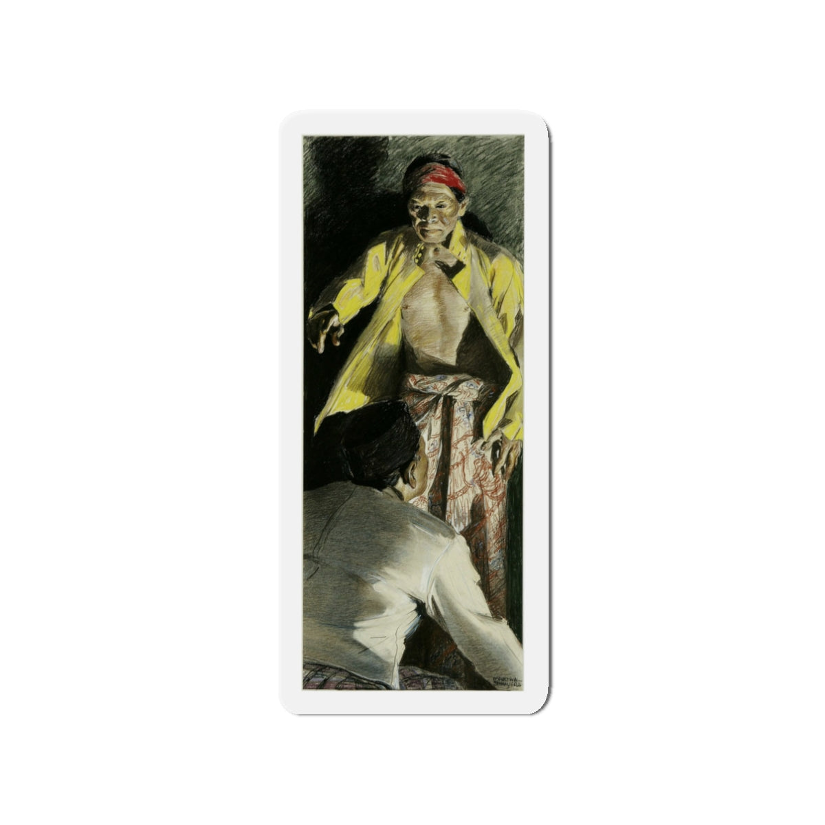 Nepalese Man, c.1944, Magazine Story Illustration, c.1944 (Magazine Illustration) Refrigerator Magnet-3" x 3"-The Sticker Space