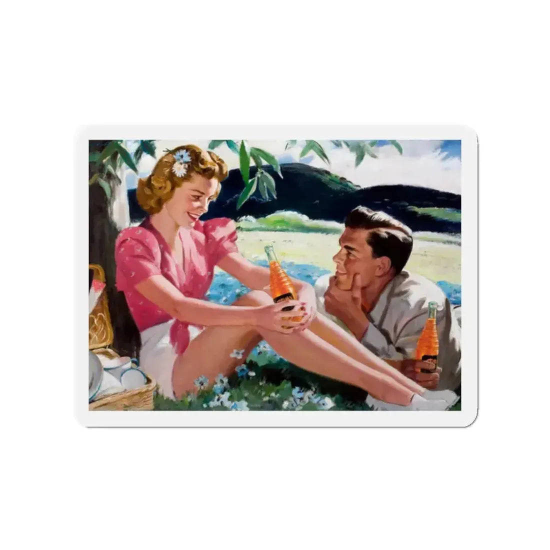 Nesbitt's Orange Soda, ad illustration (Magazine Illustration) Refrigerator Magnet 2 Inch - The Sticker Space