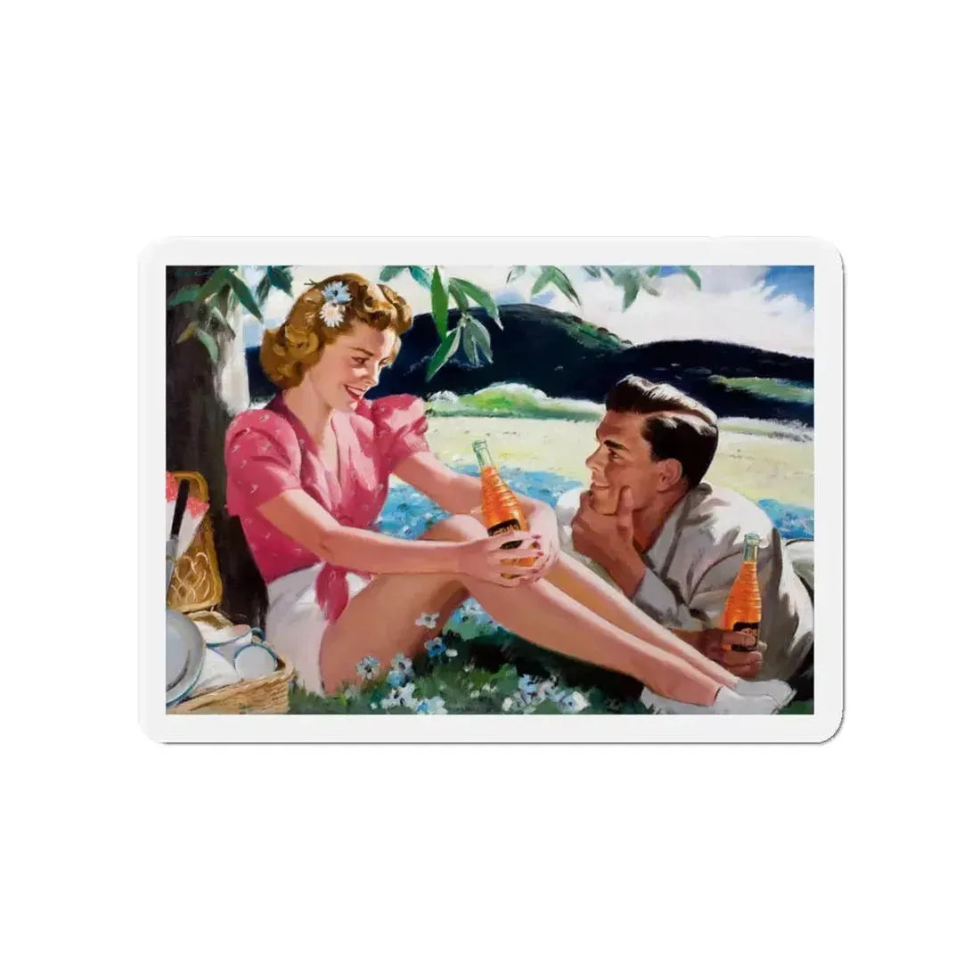 Nesbitt's Orange Soda, ad illustration (Magazine Illustration) Refrigerator Magnet 4 Inch - The Sticker Space