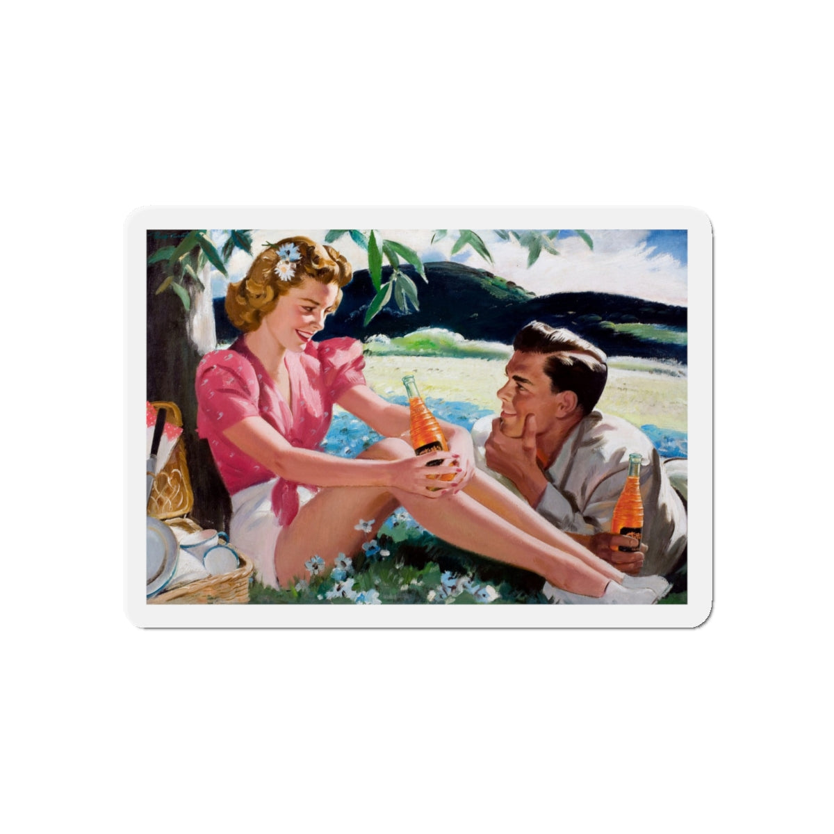 Nesbitt's Orange Soda, ad illustration (Magazine Illustration) Refrigerator Magnet-5" x 5"-The Sticker Space