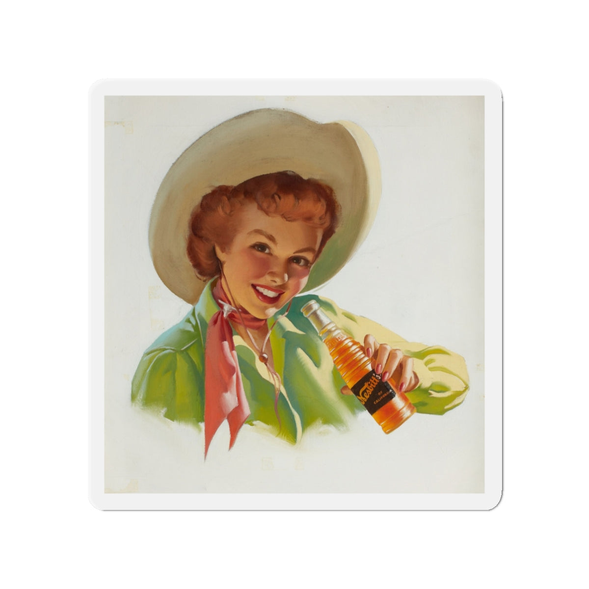 Nesbitt's Soda advertising illustration (Magazine Illustration) Refrigerator Magnet-3" x 3"-The Sticker Space