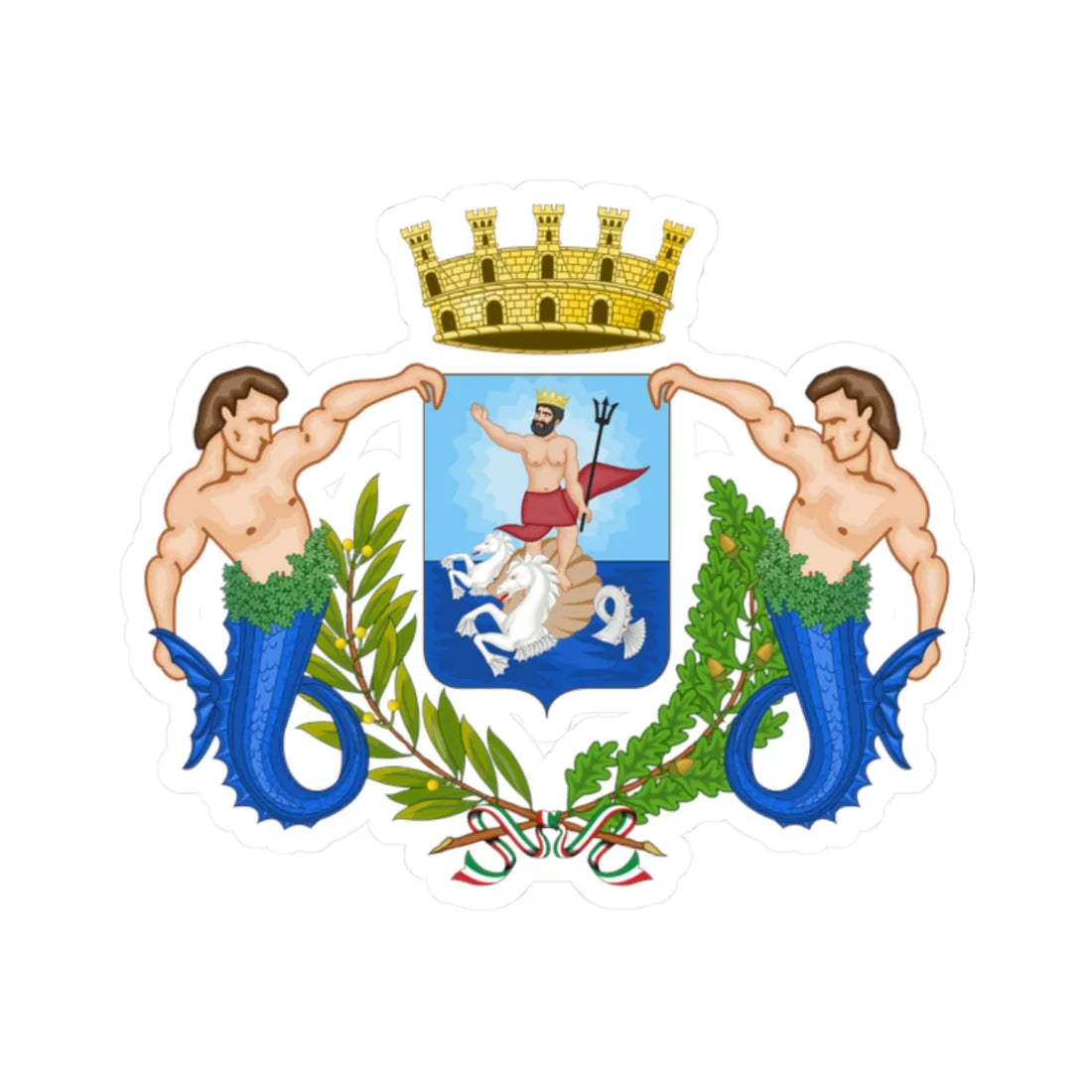 Nettuno Italia-Stemma (Italy) (Coat of Arms) STICKER Vinyl Kiss-Cut Decal 2 Inch White - The Sticker Space