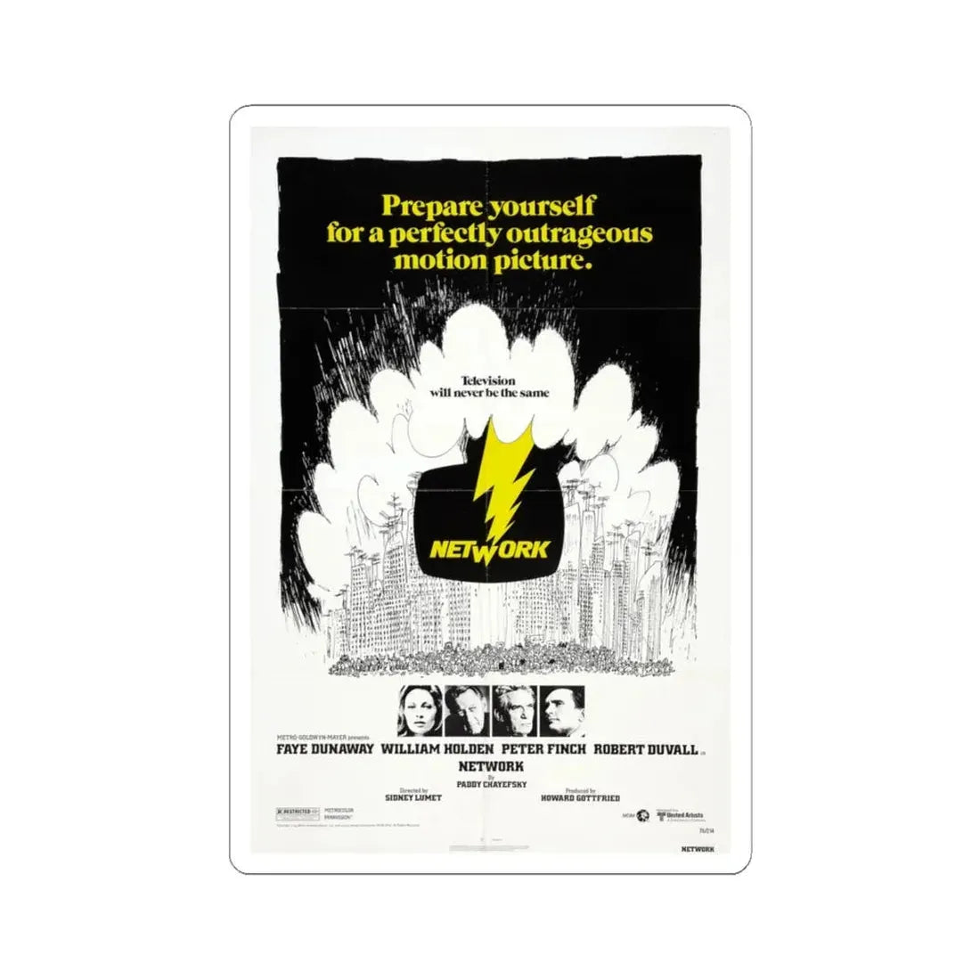 Network 1976 Movie Poster - STICKER Vinyl Kiss-Cut Decal 6 Inch White - The Sticker Space
