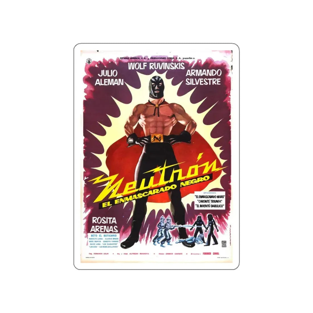 NEUTRON AND THE BLACK MASK 1960 Movie Poster STICKER Vinyl Die-Cut Decal 6 Inch - The Sticker Space