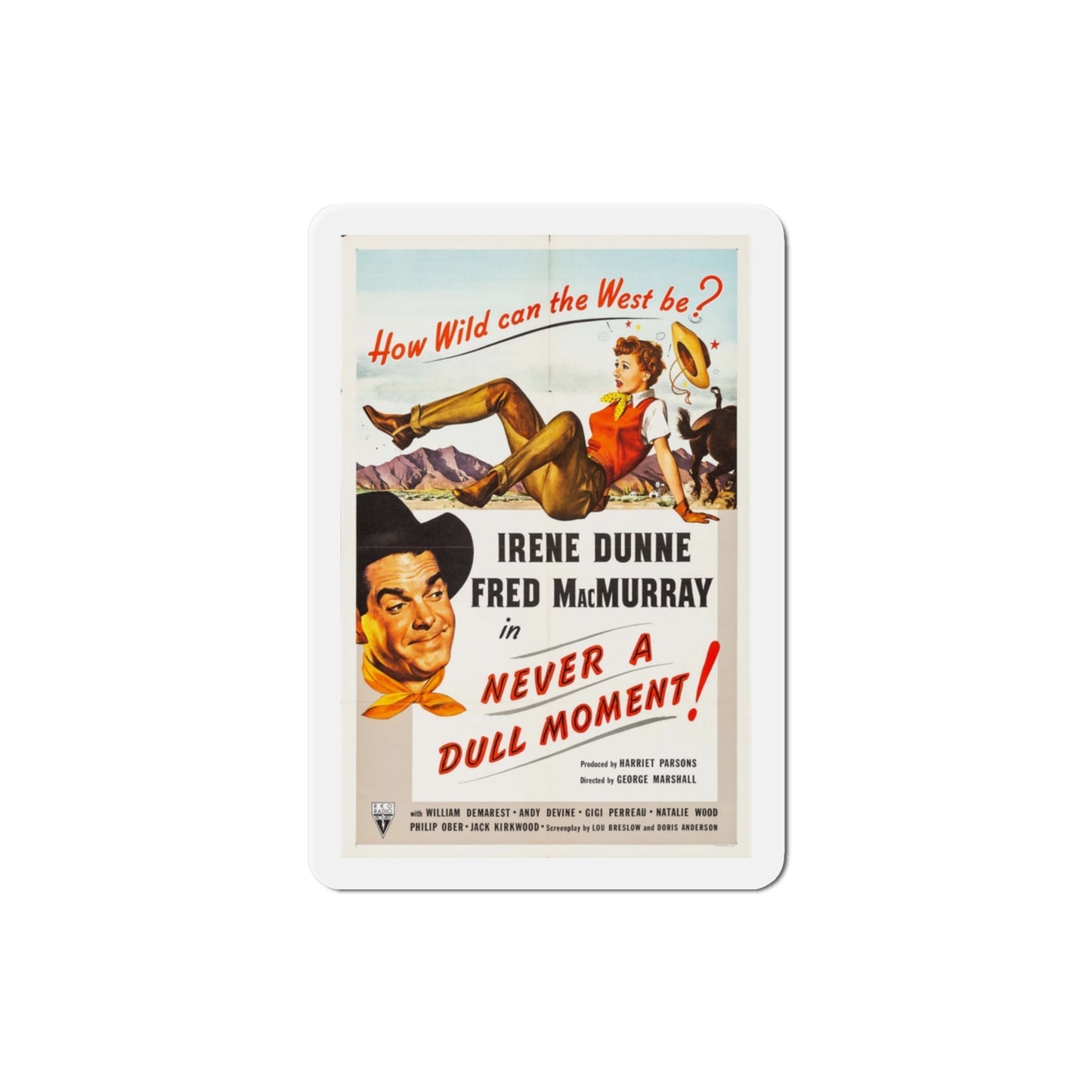 Never a Dull Moment 1950 Movie Poster Die-Cut Magnet-3 Inch-The Sticker Space