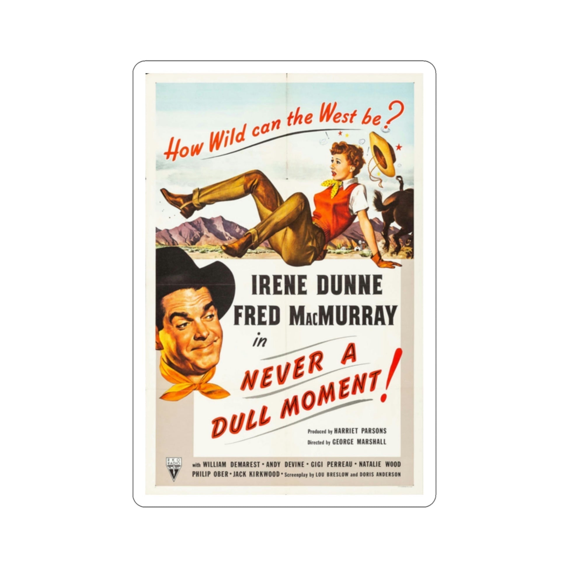 Never a Dull Moment 1950 Movie Poster STICKER Vinyl Die-Cut Decal-2 Inch-The Sticker Space