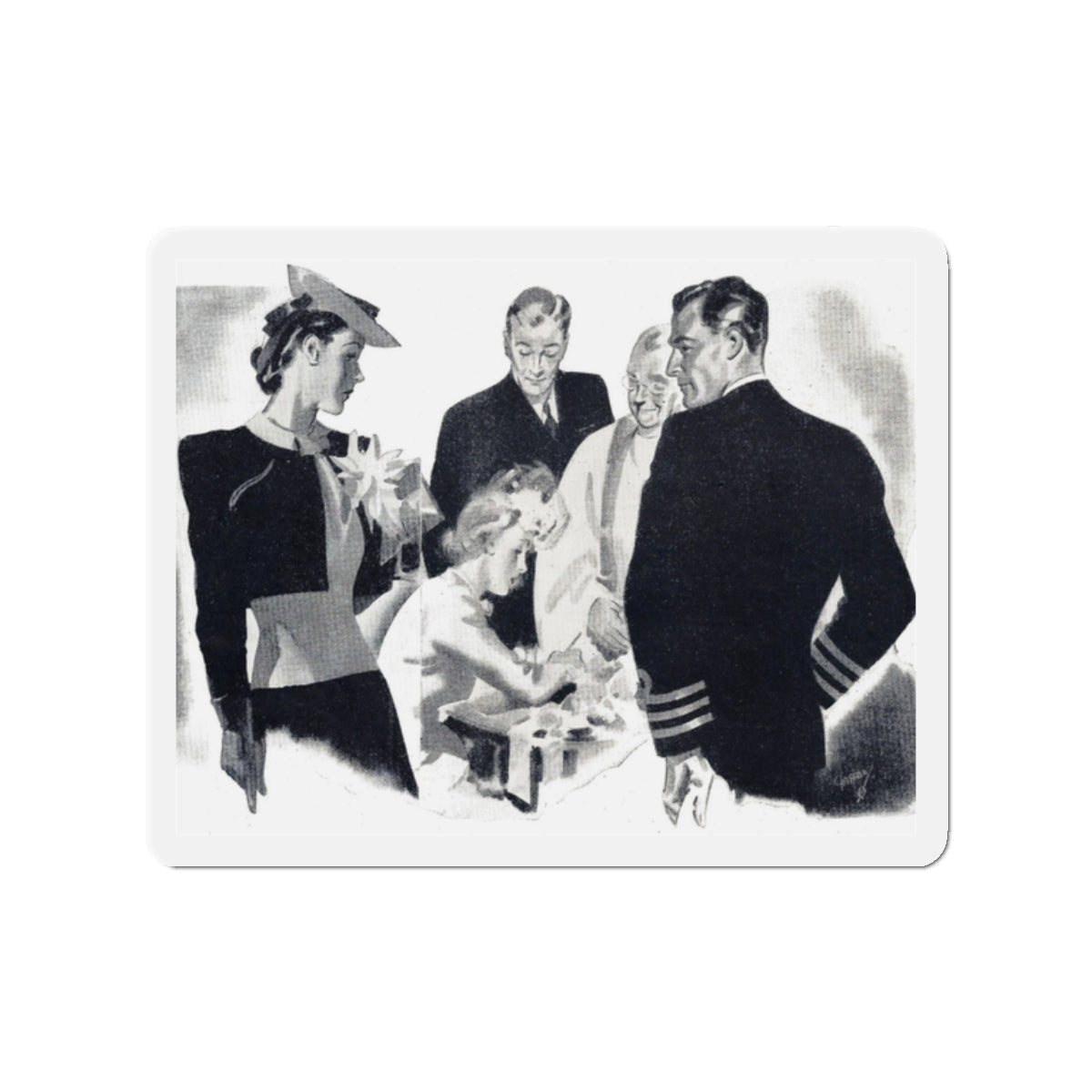 Never a One for Her (1), Woman and Home (British), September 1943 (Magazine Illustration) Refrigerator Magnet-2" x 2"-The Sticker Space