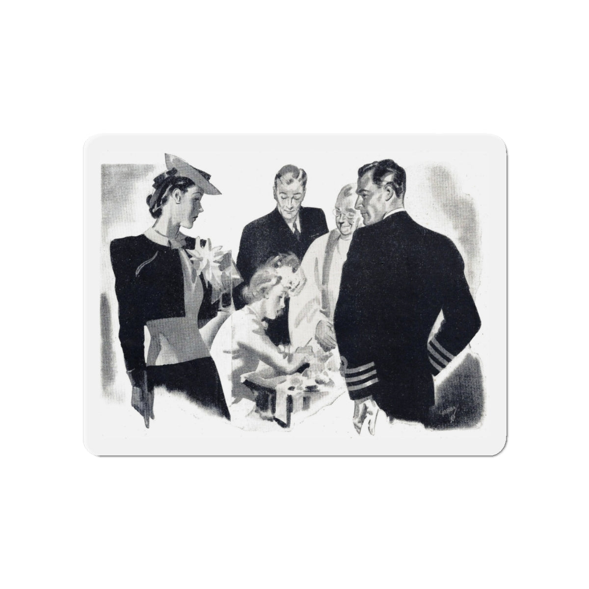 Never a One for Her (1), Woman and Home (British), September 1943 (Magazine Illustration) Refrigerator Magnet-4" x 4"-The Sticker Space