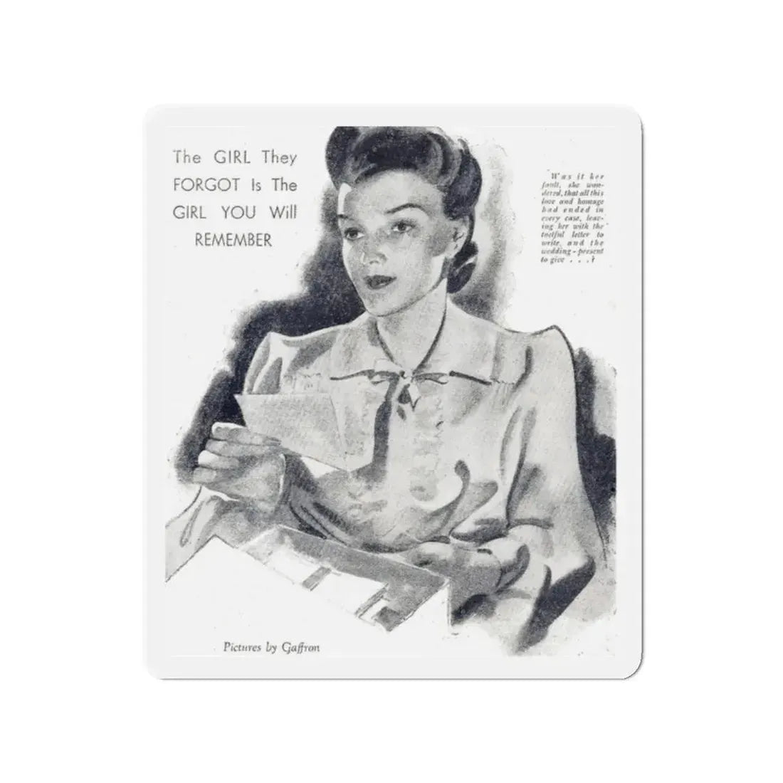 Never a One for Her (2), Woman and Home (British), September 1943 (Magazine Illustration) Refrigerator Magnet 2 Inch - The Sticker Space