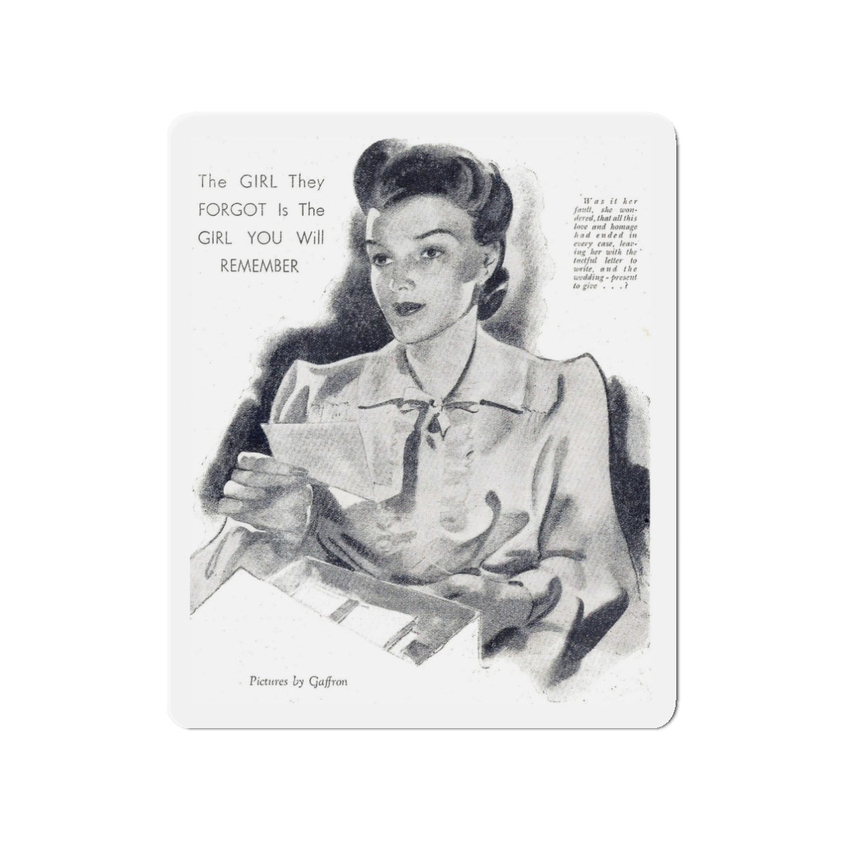 Never a One for Her (2), Woman and Home (British), September 1943 (Magazine Illustration) Refrigerator Magnet-3" x 3"-The Sticker Space