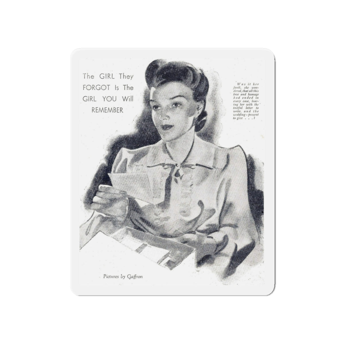 Never a One for Her (2), Woman and Home (British), September 1943 (Magazine Illustration) Refrigerator Magnet-4" x 4"-The Sticker Space