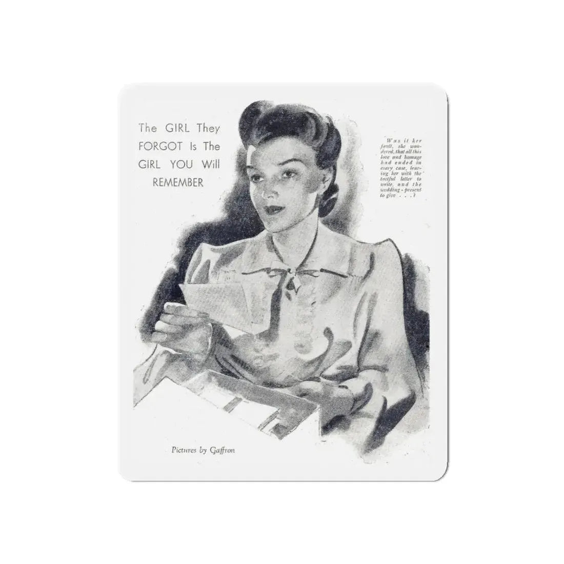 Never a One for Her (2), Woman and Home (British), September 1943 (Magazine Illustration) Refrigerator Magnet 5 Inch - The Sticker Space