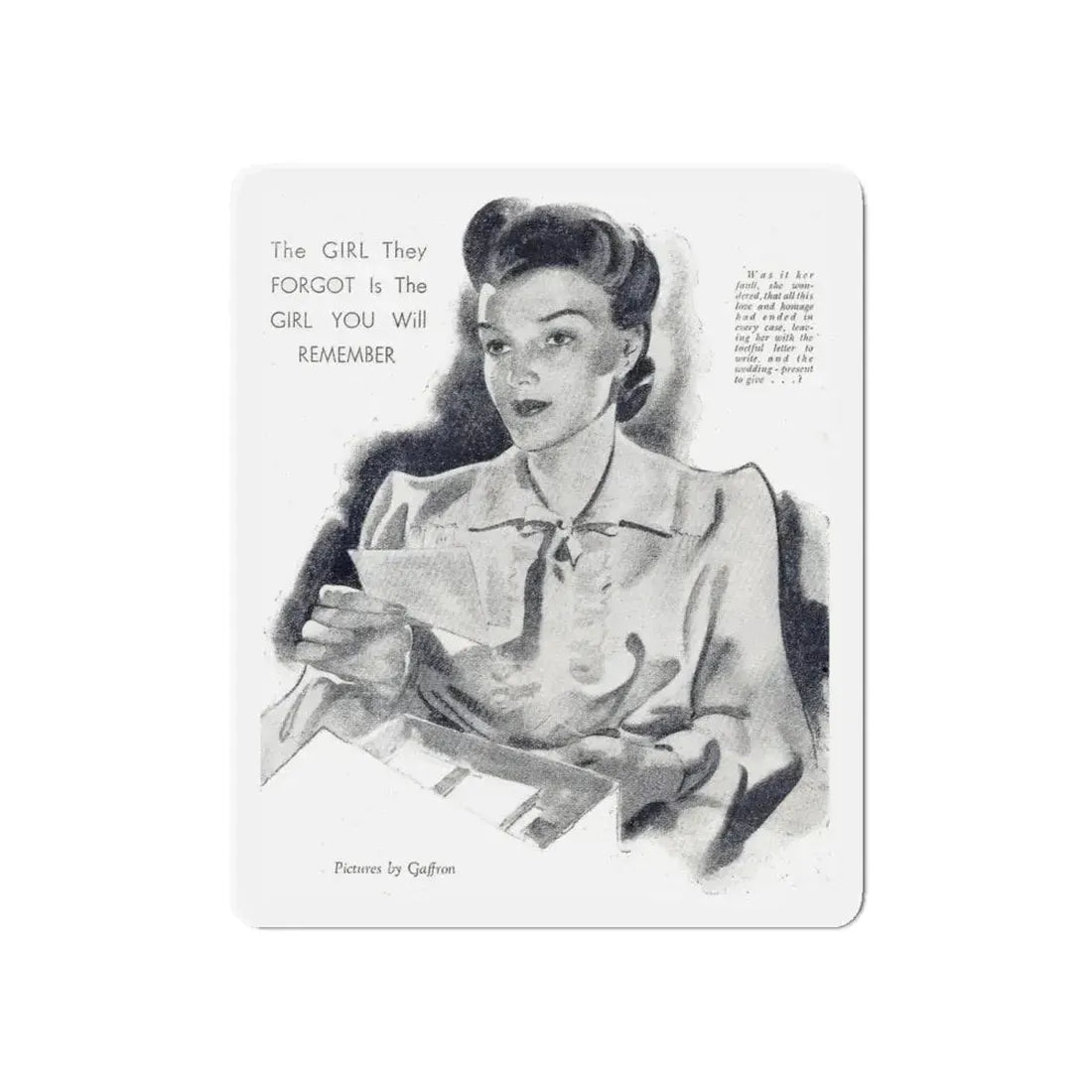 Never a One for Her (2), Woman and Home (British), September 1943 (Magazine Illustration) Refrigerator Magnet 6 Inch - The Sticker Space