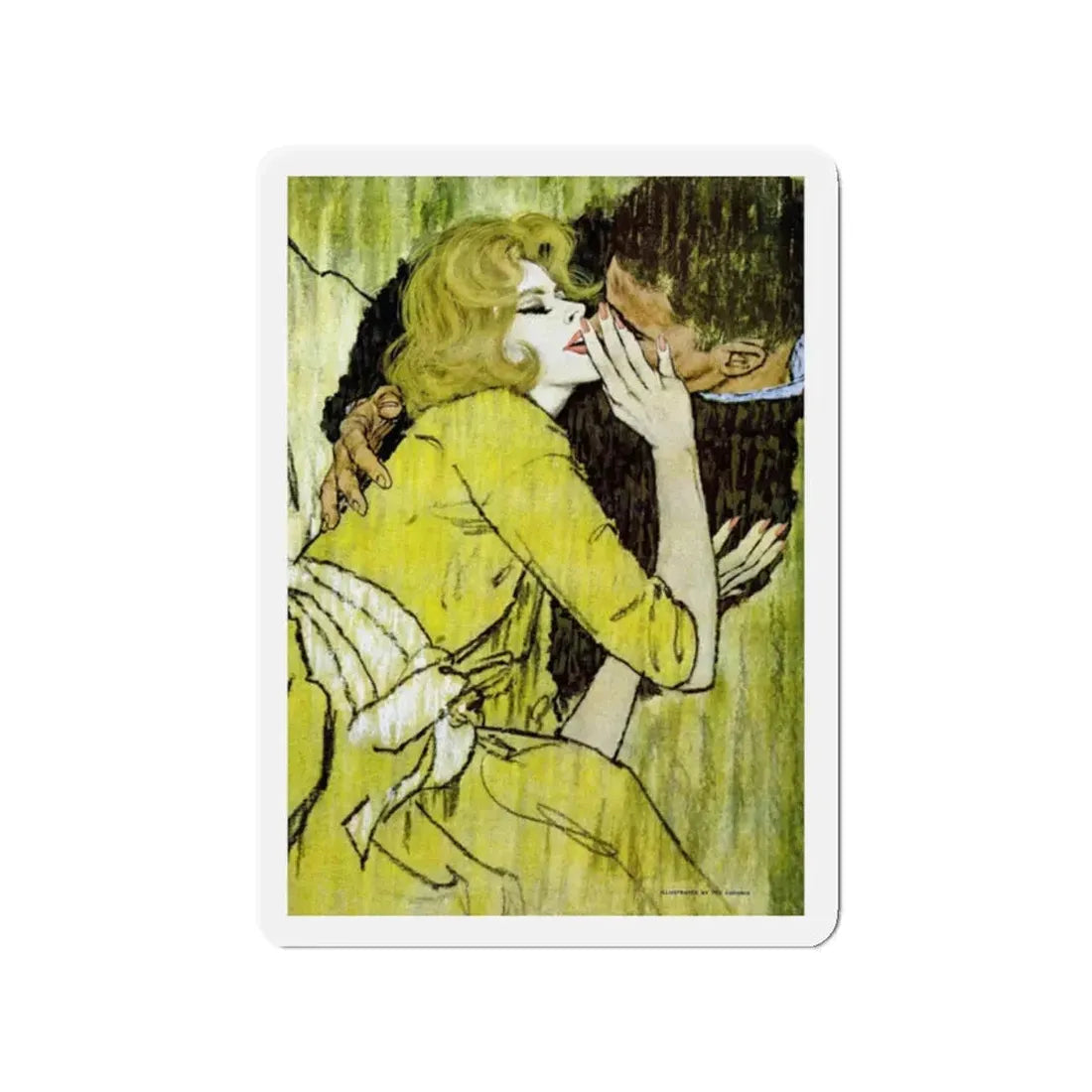 Never Alone Again, Redbook, April 1961 (Magazine Illustration) Refrigerator Magnet 2 Inch - The Sticker Space