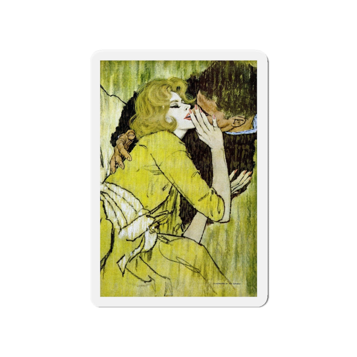 Never Alone Again, Redbook, April 1961 (Magazine Illustration) Refrigerator Magnet-4" x 4"-The Sticker Space