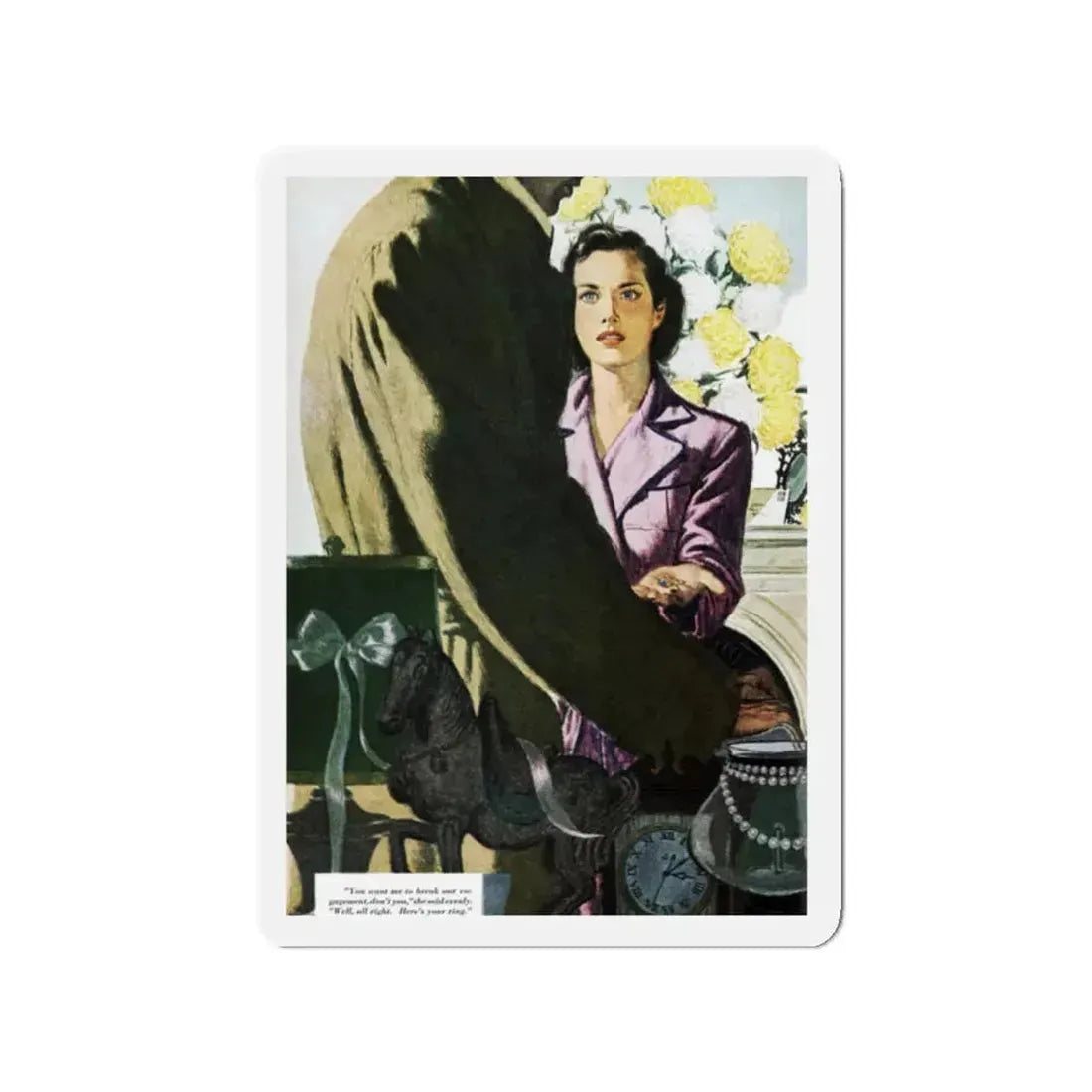 Never Another Love (Pt. 1), Redbook, October 1948 (Magazine Illustration) Refrigerator Magnet 2 Inch - The Sticker Space