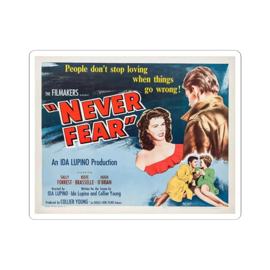 Never Fear 1950 Movie Poster - STICKER Vinyl Kiss-Cut Decal 2 Inch White - The Sticker Space