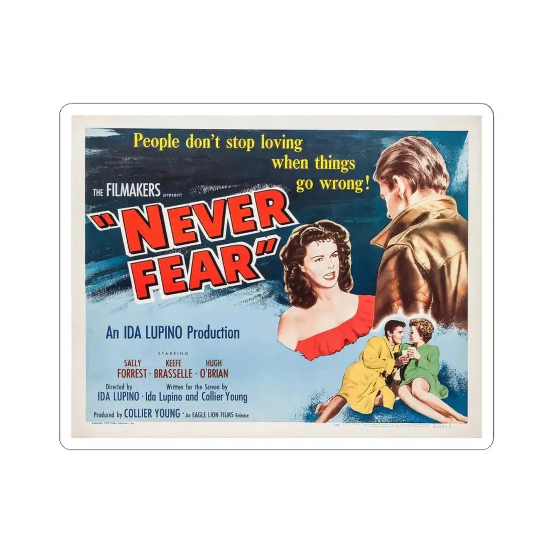 Never Fear 1950 Movie Poster - STICKER Vinyl Kiss-Cut Decal 4 Inch White - The Sticker Space